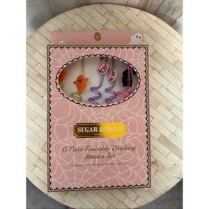 Sugar & Spice Halloween Reusable Drinking Straws Set – 6-Piece Colorful BPA-Free